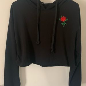 Black sweatshirt with rose
